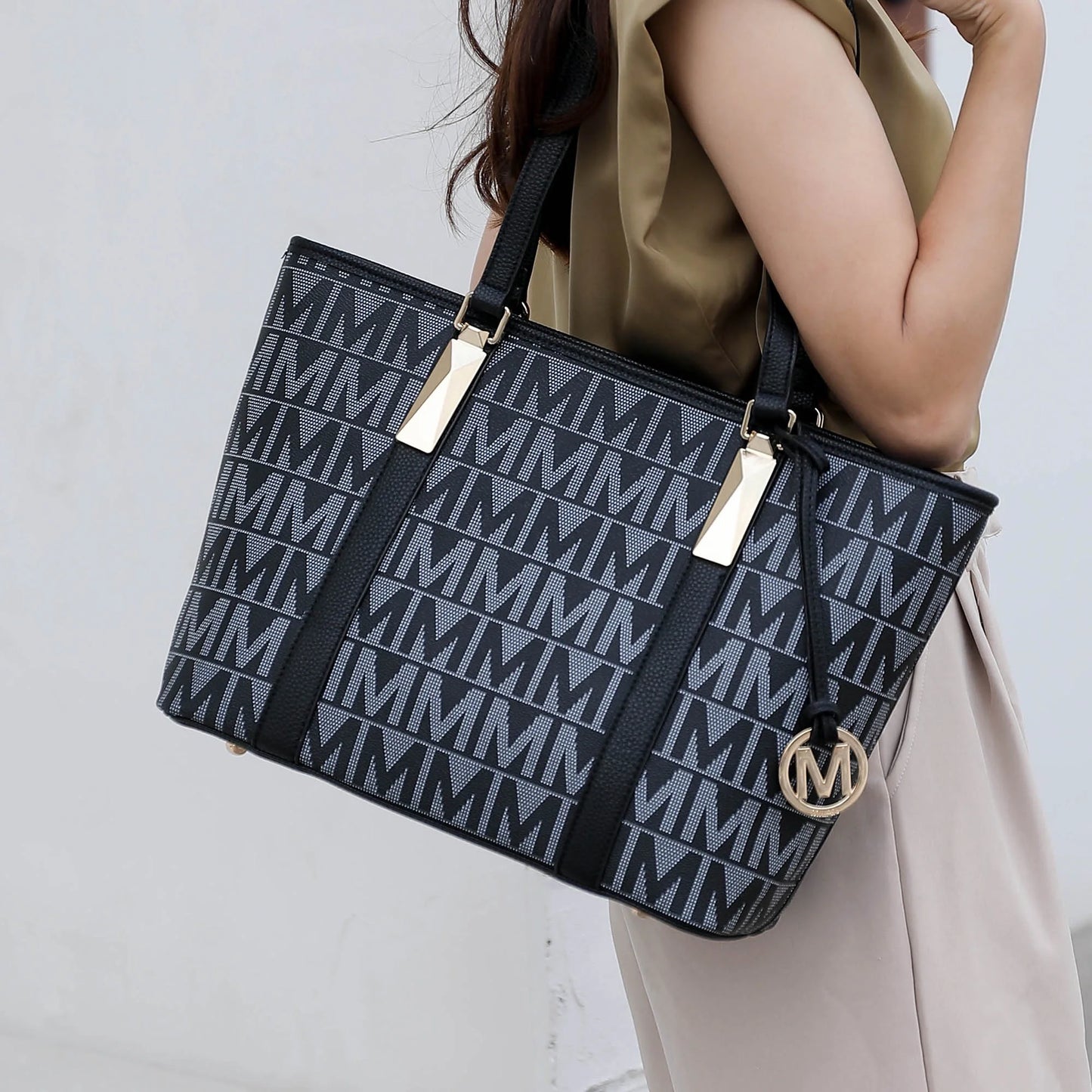 Havenly Women'S Tote Bag, Wristlet Pouch Purse, Vegan Leather Handbag 4Pcs Set by Mia K - Brown