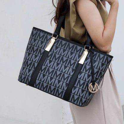 Havenly Women'S Tote Bag, Wristlet Pouch Purse, Vegan Leather Handbag 4Pcs Set by Mia K - Brown